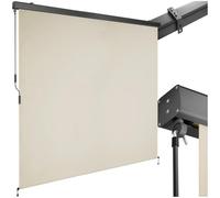 tectake® Store banne Vertical avec Manivelle, Multi-Fonction Store Vertical Enroulable Brise Soleil Brise Vue Jardin Brise Vue Balcon Opaque en Acier laqué époxy - Beige, 200 x 250 cm