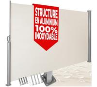 tectake® Store Brise Vue Jardin Retractable Multi-Fonction Store latéral Enroulable Brise Soleil Paravent Exterieur Opaque en Aluminium Store banne pour Terrasse Jardin - Beige | 160 x 300 cm