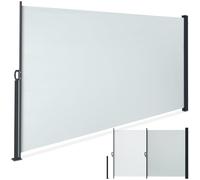 tectake® Store latéral 180 x 300 cm, Résistant aux intempéries, Protection Soleil et Vent, Brise Vue Opaque, Tissu en Polyester Enduit, Auvent latéral Extensible, Mécanisme d'enroulement - Gris