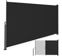tectake® Store latéral 180 x 300 cm, Résistant aux intempéries, Protection Soleil et Vent, Brise Vue Opaque, Tissu en Polyester Enduit, Auvent latéral Extensible, Mécanisme d'enroulement - Noir