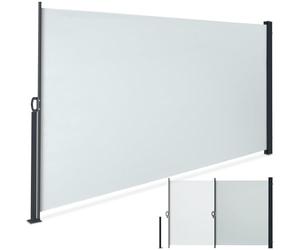 tectake® Store latéral 180 x 300 cm, Résistant aux intempéries, Protection Soleil et Vent, Brise Vue Opaque, Tissu en Polyester Enduit, Auvent latéral Extensible, Mécanisme d'enroulement - Gris