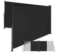 tectake® Store Latéral Double 160 x 600 cm, Résistant aux intempéries, Extensible avec mécanisme d'enroulement, Brise Vue Opaque, Protection Soleil et Vent, Tissu en Polyester Enduit - Noir
