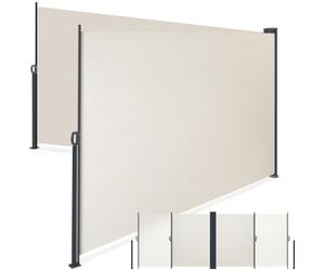 tectake® Store Latéral Double 160 x 600 cm, Résistant aux intempéries, Extensible avec mécanisme d'enroulement, Brise Vue Opaque, Protection Soleil et Vent, Tissu en Polyester Enduit - Beige