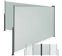 tectake® Store Latéral Double 180 x 600 cm, Résistant aux intempéries, Extensible avec mécanisme d'enroulement, Brise Vue Opaque, Protection Soleil et Vent, Tissu en Polyester Enduit - Gris