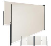 tectake® Store Latéral Double 180 x 600 cm, Résistant aux intempéries, Extensible avec mécanisme d'enroulement, Brise Vue Opaque, Protection Soleil et Vent, Tissu en Polyester Enduit - Beige