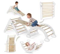 tectake® Structure d'escalade Indoor pour Enfants, 8en1, 58 x 203,5 x 59 cm | Toboggan, Balançoire, Tunnel, Divers Jeux d’Escalade, Pliable, Dès 1 an, Jusqu'à 3 enfants à la fois, Inspiration Montessori