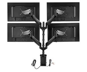tectake Support de table pour 4 écrans support pour 4 moniteurs de bureau support pour 4 écrans d’ordinateur