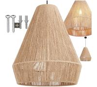 TecTake® Suspension luminaire Ø40,5 x 47 cm, Abat jour en jute, Style bohème, Lustre 40W, Abat jour plafond, Lustre salon, Plafonnier chambre, Plafonnier cuisine, Luminaire chambre, Suspension salon