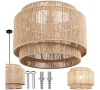 TecTake® Suspension luminaire Ø46 x 32 cm, Abat jour en jute, Style Boho, Lustre 40W, Abat jour plafond, Lustre salon bohème, Plafonnier chambre Plafonnier cuisine Luminaire chambre, Suspension salon