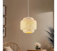 tectake® Suspension luminaire Lampe Bohème Abat jour en Bambou Plafonnier salon, salle à manger, cuisine, dressing Éclairage de plafond style Boho Luminaires intérieur Plafonnier Salle de bain