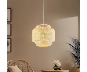 tectake® Suspension luminaire Lampe Bohème Abat jour en Bambou Plafonnier salon, salle à manger, cuisine, dressing Éclairage de plafond style Boho Luminaires intérieur Plafonnier Salle de bain