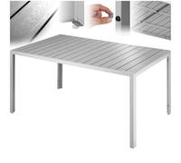 TecTake® Table à Manger Extérieur & Intérieur en Aluminium & Aspect Bois 150 x 90 x 74,5 cm Résistante aux intempéries, Réglable en Hauteur, Salon de Jardin Exterieur Mobilier de Jardin
