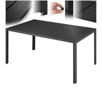 tectake® Table à Manger Extérieur & Intérieur en Aluminium & Aspect Bois 150 x 90 x 74,5 cm Résistante aux intempéries, Réglable en Hauteur, Salon de Jardin Exterieur Mobilier de Jardin