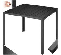 tectake® Table à Manger Extérieur & Intérieur en Aluminium & Aspect Bois 90 x 90 x 74,5 cm Résistante aux intempéries pour Salon de Jardin Exterieur Mobilier de Jardin Amenagement Balcon Terrasse