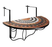tectake 800570 Table de Jardin Balcon Pliante en Mosaïque - Diverses Couleurs (Blanc Marron | No. 402774)