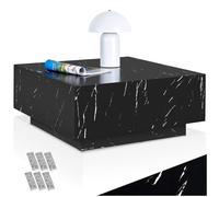 TecTake® Table Basse Carré Design Moderne Aspect Marbre Noir 80x80x35 cm avec Pied Bout de canape Meuble d'appoint pour Salon, Chambre, Bureau, Dressing, Tables de Nuit, Table de Chevet
