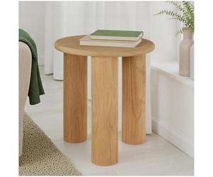 tectake® Table Basse Ronde, Ø40 x 45.5 cm, Pieds Solides en Bois Massif | Plateau en MDF plaqué Chêne, Facile d'entretien, Patins en feutre doux, Montage rapide, Capacité 20 kg, Revêtement protecteur