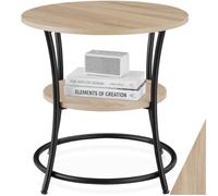 tectake® Table Basse Ronde Ø55 x 56 cm, Bout de canape, Style Industriel, 2 Niveaux, Meuble Salon Chevet de lit Table d'appoint Canapé, Meuble Industriel Salon, Chambre, Bureau, Gueridon, Bois Clair