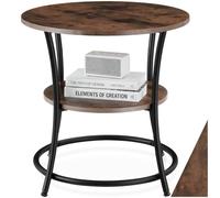 tectake® Table Basse Ronde Ø55 x 56 cm, Bout de canape, Style Industriel, 2 Niveaux, Meuble Salon Chevet de lit Table d'appoint Canapé, Meuble Industriel Salon, Chambre, Bureau, Gueridon, Bois foncé