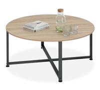 tectake® Table Basse Salon Ø88,5 x 47 cm, Table Basse Style Industriel Sobre, Bout de canape, Meuble Salon, Meuble Bureau, Chambre, Décoration Maison, Rangement, Bois Clair