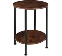 TecTake Table d’Appoint Ronde Table Basse Style Vintage avec 2 Étagères Pieds Réglable en Hauteur - Diverses Couleurs (Bois foncé Style Industriel)