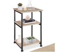tectake® Table d'appoint, 34 x 30 x 59 cm, Bout de canape, 3 niveaux de rangement, Meuble Salon, Style industriel brut, Petit Meuble de Rangement, Décoration Bureau, Salon, Chambre, Entrée, Bois clair