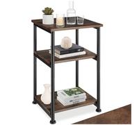 tectake® Table d'appoint, 34 x 30 x 59 cm, Bout de canape, 3 niveaux de rangement, Meuble Salon, Style industriel brut, Petit Meuble de Rangement, Décoration Bureau, Salon, Chambre, Entrée, Bois foncé