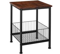 TecTake® Table d'appoint 40 x 40 x 55,5 cm, Bout de canape avec Panier grillagé, Style Industriel, Table de Chevet, Petit Meuble de Rangement, Meuble Entree, Salon, Bureau, Chambre, Bois foncé