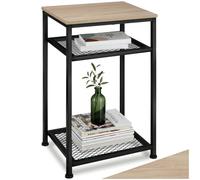tectake® Table d'appoint, 45,5 x 36 x 75,5 cm, Bout de canape 3 Niveaux Meuble Salon Style Industriel Petit Meuble de Rangement Gueridon Décoration Bureau, Salon, Chambre, Entrée, Cuisine, Bois Clair