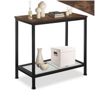 tectake® Table d'appoint, Bout de canapé 60 x 30,5 x 60,5 cm, Meuble Salon, Bureau, Chambre, Style Industriel, Table de Chevet, Petit Meuble de Rangement Salon, Canape, Décoration Maison, Bois Foncé