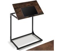 tectake® Table d'appoint Canapé 55 x 35 x 66,5 cm, Bout de Canape avec Plateau inclinable sur 13 positions, Butée pour Ordinateur portable Tablette et Livre, Teletravail Plateau repas, Table de chevet