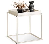 tectake® Table d'appoint carrée, 40 x 40 x 44 cm, Petite Table Basse de Salon empilable, Plateau Amovible Cadre en Acier, Meuble Déco Bout de canapé, Meuble d'appoint Canape, Décoration Maison, Crème