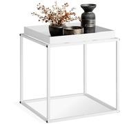 tectake® Table d'appoint carrée, 40 x 40 x 44 cm, Petite Table Basse de Salon empilable, Plateau Amovible Cadre en Acier, Meuble Déco Bout de canapé, Meuble d'appoint Canape, Décoration Maison, Blanc