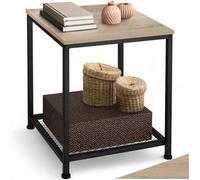 tectake® Table d'appoint carrée 45,5 x 45,5 x 55,5 cm, Bout de canape Table de Chevet Meuble Salon Chevet de lit, 2 Niveaux, Petit Meuble de Rangement Canapé, Salon Chambre Bureau Entrée, Bois Clair