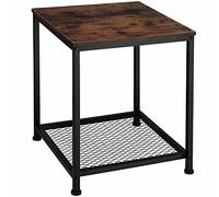 TecTake® Table d'appoint carrée 45,5 x 45,5 x 55,5 cm, Bout de canape Table de Chevet Meuble Salon Chevet de lit, 2 Niveaux, Petit Meuble de Rangement Canapé, Salon Chambre Bureau Entrée, Bois foncé