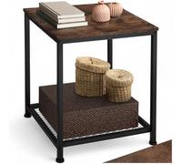 tectake® Table d'appoint carrée 45,5 x 45,5 x 55,5 cm, Bout de canape Table de Chevet Meuble Salon Chevet de lit, 2 Niveaux, Petit Meuble de Rangement Canapé, Salon Chambre Bureau Entrée, Bois foncé