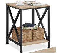 tectake® Table d'appoint Cuisine, Salon, 40,5 x 40,5 x 52,5 cm, Meuble Salon, Bureau, Chambre, Style Industriel, Table de chevet, Bout de canapé Petit meuble de rangement Décoration Maison, Bois Clair