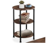 tectake® Table d'appoint Ronde Ø 40 x 61 cm Bout de canapé 3 Niveaux, Meuble Salon, Bureau, Chambre, Style Industriel, Gueridon Table de Chevet Petit Meuble de Rangement Décoration Maison, Bois Foncé