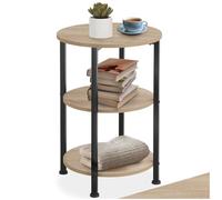 tectake® Table d'appoint Ronde Ø 40 x 61 cm Bout de canapé 3 Niveaux, Meuble Salon, Bureau, Chambre, Style Industriel, Gueridon Table de Chevet Petit Meuble de Rangement Décoration Maison, Bois Clair