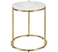 tectake® Table d'appoint Ronde ⌀43 cm Aspect Marbre Table de Chevet Design Moderne Bout de canape Meuble d'appoint pour Salon, Chambre, Bureau, Dressing, Tables de Nuit, Entrée