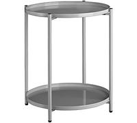 tectake® Table d'appoint ronde, 45,5 x 45,5 x 53 cm Petite Table basse de Salon 2 Plateaux amovibles Meuble Bout de canape Meuble d'appoint Canape Décoration Maison Decoration Salon Déco Chambre, Gris
