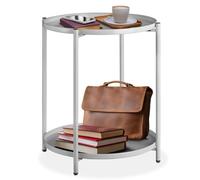 tectake® Table d'appoint ronde, 45,5 x 45,5 x 53 cm Petite Table basse de Salon 2 Plateaux amovibles Meuble Bout de canape Meuble d'appoint Canape Décoration Maison Decoration Salon Déco Chambre, Gris