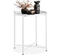 tectake® Table d'appoint Ronde, 45,5 x 45,5 x 53 cm, Petite Table Basse de Salon, Gueridon Plateau Amovible, Meuble Bout de canapé, Meuble d'appoint Canape Décoration Maison, Déco Chambre, Blanc