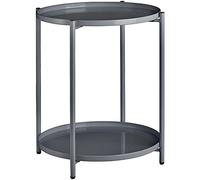 tectake® Table d'appoint ronde, 45,5 x 45,5 x 53 cm, Table basse de Salon 2 Plateaux amovibles Meuble Bout de canape Meuble d'appoint Canape Décoration Maison Decoration Salon Déco Chambre, Gris foncé