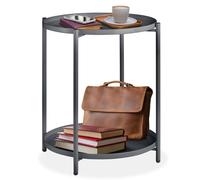 tectake® Table d'appoint ronde, 45,5 x 45,5 x 53 cm, Table basse de Salon 2 Plateaux amovibles Meuble Bout de canape Meuble d'appoint Canape Décoration Maison Decoration Salon Déco Chambre, Gris foncé