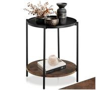 tectake® Table d'appoint Ronde, Ø45,5 x 54,5 cm, Plateau supérieur Amovible, Bout de canape, Style Industriel, Table Salon, Meuble d'appoint Canapé, Meuble Salon Entrée Bureau, Décoration, Bois foncé