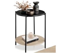 tectake® Table d'appoint Ronde, Ø45,5 x 54,5 cm, Plateau supérieur Amovible, Bout de canape, Style Industriel, Table Salon, Meuble d'appoint Canapé, Meuble Salon Entrée Bureau, Décoration, Bois Clair
