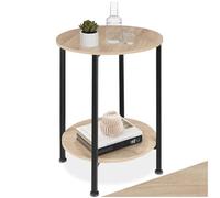 tectake® Table d'appoint ronde Ø45 x 64 cm, Bout de canape Table de chevet Meuble salon Chevet de lit, Gueridon, 2 niveaux, Petit meuble de rangement Canapé, Salon, Chambre, Bureau, Entrée, Bois clair