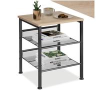 tectake® Table d'appoint Salon, 40,5 x 40 x 50,5 cm Meuble Salon, Bureau, Chambre, Bout de canapé, Table de Chevet, Petit Meuble de Rangement, Décoration Maison, Porte Vinyle, Bois Clair