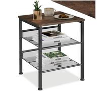 tectake® Table d'appoint Salon, 40,5 x 40 x 50,5 cm Meuble Salon, Bureau, Chambre, Bout de canapé, Table de Chevet, Petit Meuble de Rangement, Décoration Maison, Porte Vinyle, Bois Foncé